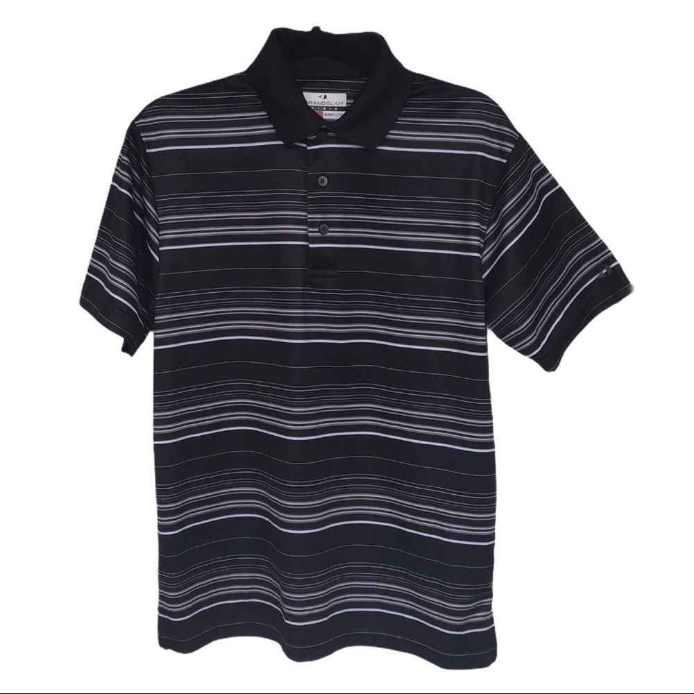 Grandslam Black and White Striped Golf Shirt